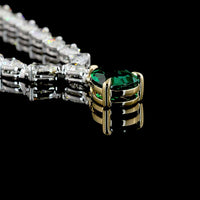 14K Two Tone Graduated Pear Shape Tennis Necklace with 2.24 Carat Lab-Grown Green Emerald and 16.86 Carat Lab-Grown Diamond Accents - 19.1 Carat Total Weight - Covaloro Fine Jewelry
