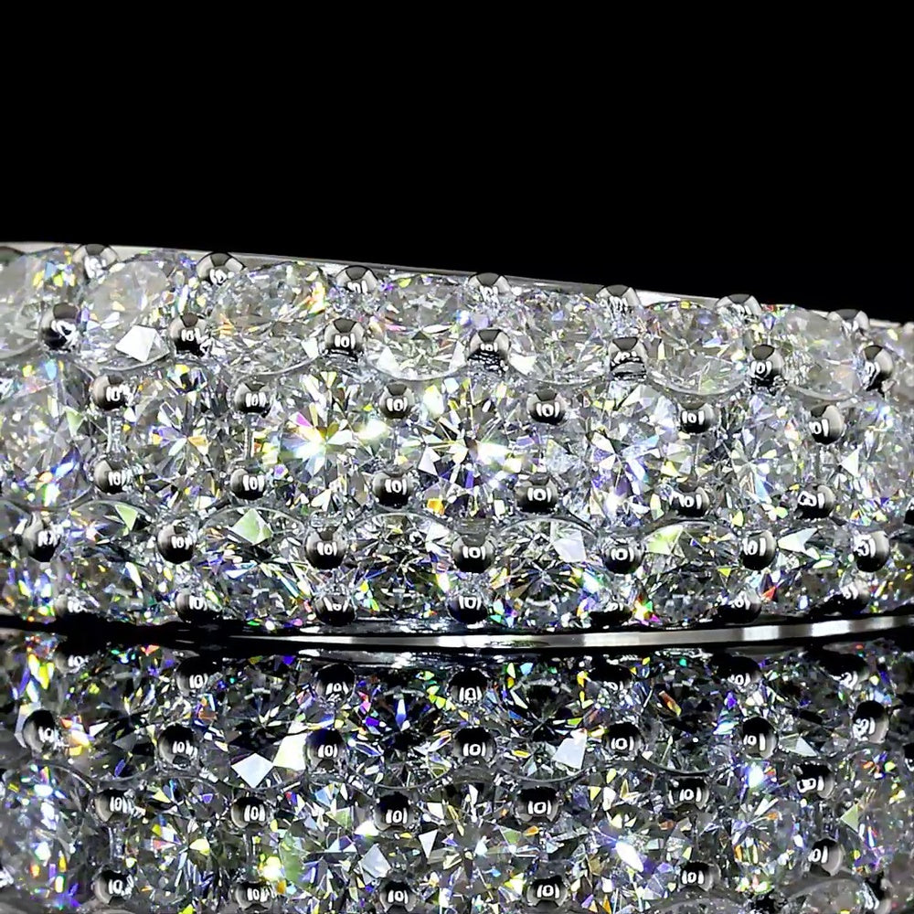 14K Two Tone Half Eternity Band with 47 Round Brilliant Cut Lab Diamonds - 1.14 Carat Total Diamond Weight, E-F Color with VS1 Clarity - Covaloro Fine Jewelry