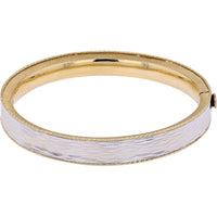 14K Two-Tone Hammered Bangle Bracelet in White and Yellow Gold - 7 Inch Length with Substantial 15.25 Gram Weight