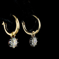 14K Two Tone Hanging Earrings with 1.00 Carat Total Weight Round Brilliant Lab Grown Diamonds - E-F Color VS2 Clarity - Covaloro Fine Jewelry