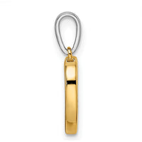 14K Two-Tone Heart Dangle Diamond Pendant with Round Diamonds - 0.0085 Carat Total Diamond Weight by Oro Pregiato