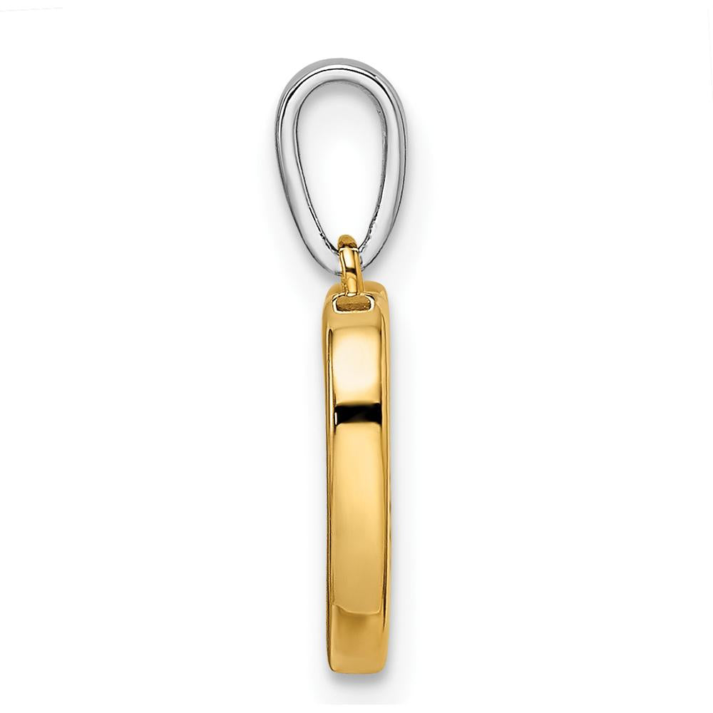 14K Two-Tone Heart Dangle Diamond Pendant with Round Diamonds - 0.0085 Carat Total Diamond Weight by Oro Pregiato