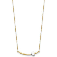 14K Two-Tone Heart Pendant Necklace with Polished Curved Bar - 18" Chain by 0
