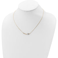 14K Two-Tone Heart Pendant Necklace with Polished Curved Bar - 18" Chain by 0