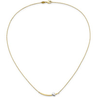 14K Two-Tone Heart Pendant Necklace with Polished Curved Bar - 18" Chain by 0