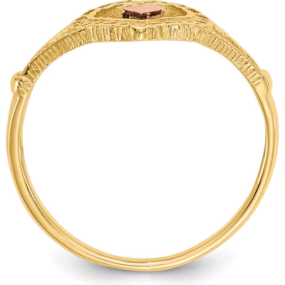 14K Two-Tone Heart Ring with "15" Engraving in Rose Gold and Yellow Gold Finish - 11mm Top Length by Oro Pregiato