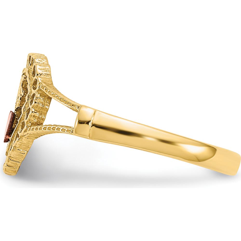 14K Two-Tone Heart Ring with "15" Engraving in Rose Gold and Yellow Gold Finish - 11mm Top Length by Oro Pregiato