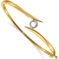 14K Two-Tone Hinged Oval Bangle Bracelet Mounting for 0.50 Carat Round Stone by Oro Pregiato