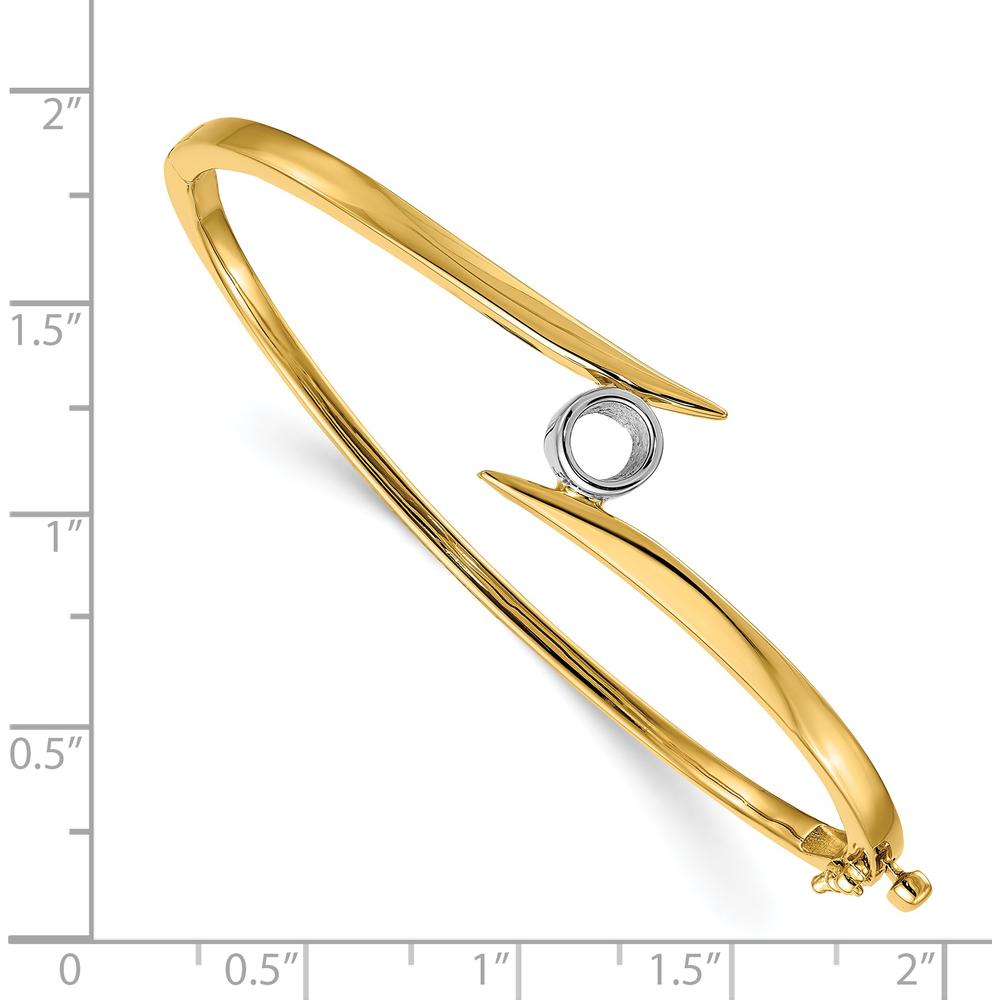 14K Two-Tone Hinged Oval Bangle Bracelet Mounting for 0.50 Carat Round Stone by Oro Pregiato