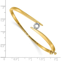 14K Two-Tone Hinged Oval Bangle Bracelet Mounting for 1/3 Carat 4.3 mm Round Stone with Polished Finish and Safety Clasp by Oro Pregiato
