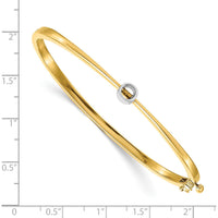 14K Two-Tone Hinged Oval Bangle Bracelet Mounting for 4.0mm Round Diamond - Holds 0.25 Carat Stone by Oro Pregiato