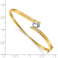 14K Two-Tone Hinged Oval Bangle Bracelet Mounting for 6x4mm Emerald-Cut Stone - 3/4 Carat Setting by Oro Pregiato