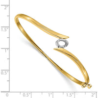 14K Two-Tone Hinged Oval Bangle Bracelet Mounting for 6x4mm Oval Gemstone - Polished Finish with White Gold Accent by Oro Pregiato