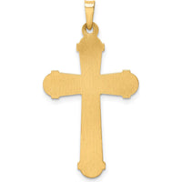 14K Two-Tone Hollow Chevron Design Polished Crucifix Pendant by Oro Pregiato