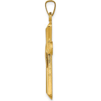 14K Two-Tone Hollow Cross Pendant with Drape Design - 35mm Length by Oro Pregiato