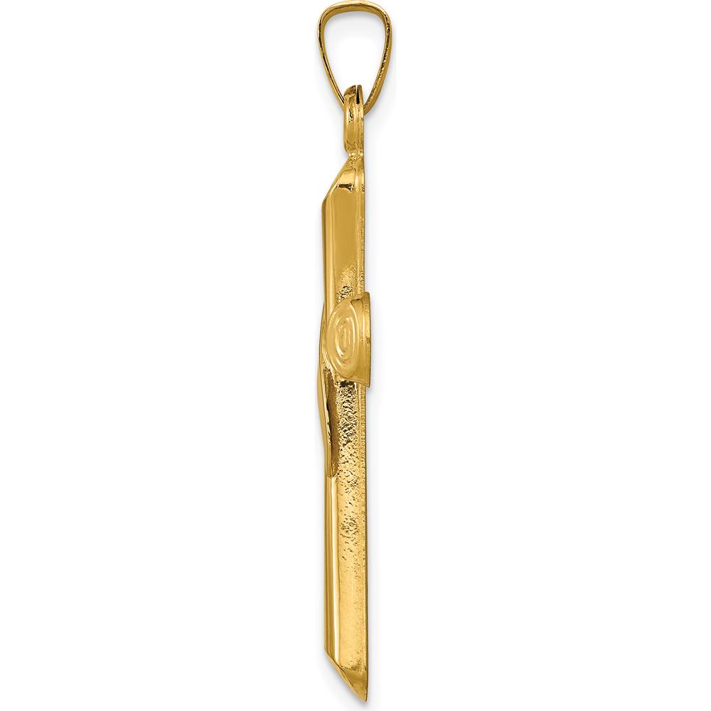 14K Two-Tone Hollow Cross Pendant with Drape Design - 35mm Length by Oro Pregiato