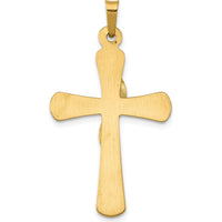 14K Two-Tone Hollow Cross Pendant with Drape Design - 35mm Length by Oro Pregiato