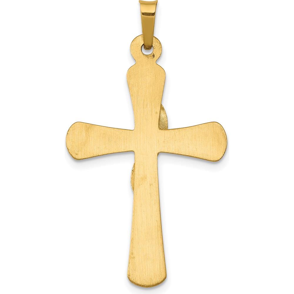 14K Two-Tone Hollow Cross Pendant with Drape Design - 35mm Length by Oro Pregiato
