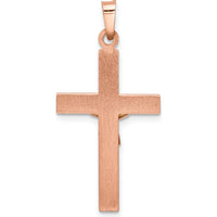 14K Two-Tone Hollow Crucifix Pendant - Faith-Inspired Gold Cross with Polished Finish by Oro Pregiato
