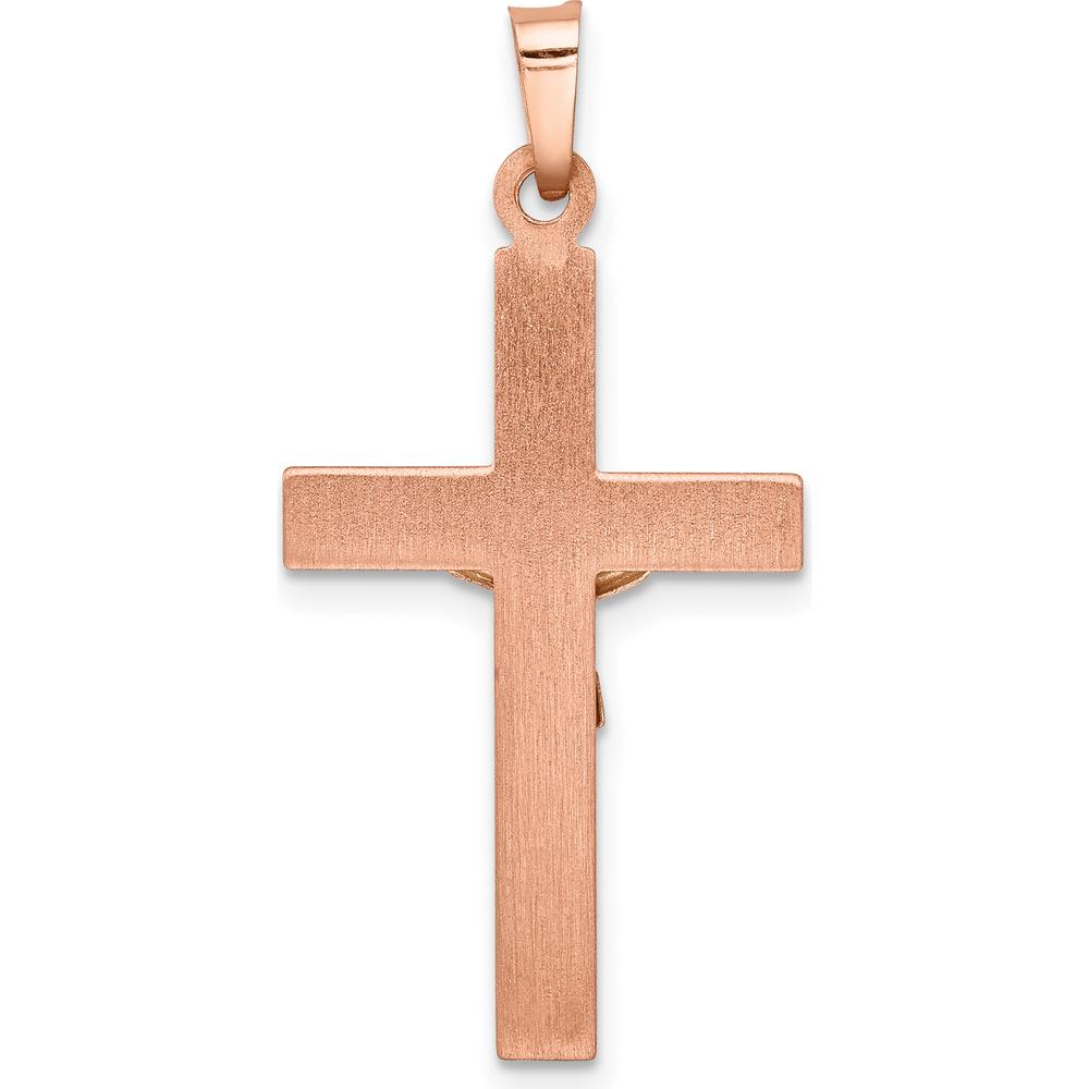 14K Two-Tone Hollow Crucifix Pendant - Faith-Inspired Gold Cross with Polished Finish by Oro Pregiato