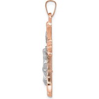 14K Two-Tone Hollow Crucifix Pendant in Rose and White Gold - 28mm Length, 18mm Width by Oro Pregiato