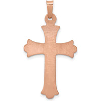 14K Two-Tone Hollow Crucifix Pendant in Rose and White Gold - 28mm Length, 18mm Width by Oro Pregiato
