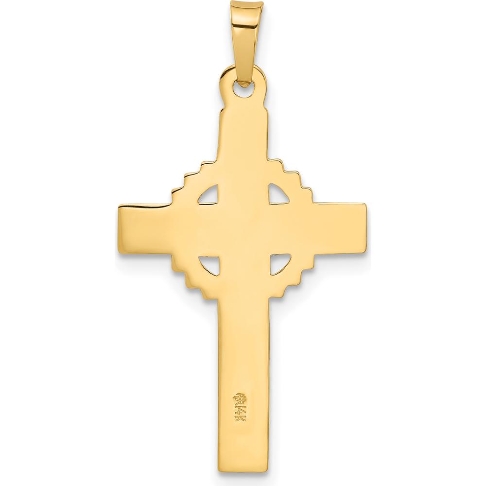 14K Two-Tone Hollow INRI Iona Crucifix Pendant - Faith-Inspired Religious Pendant with Rhodium Plating and Polished Finish by Oro Pregiato
