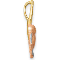 14K Two-Tone Hummingbird Pendant with Diamond-Cut Satin Finish - 19mm Length by Oro Pregiato