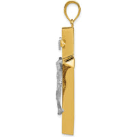 14K Two-Tone INRI Hollow Crucifix Pendant - 43mm Length by Oro Pregiato