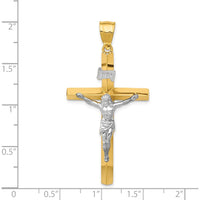 14K Two-Tone INRI Hollow Crucifix Pendant - 43mm Length by Oro Pregiato