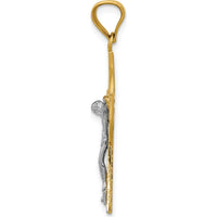 14K Two-Tone Iona Crucifix Pendant with Milgrain Accents by Oro Pregiato