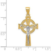 14K Two-Tone Iona Crucifix Pendant with Milgrain Accents by Oro Pregiato