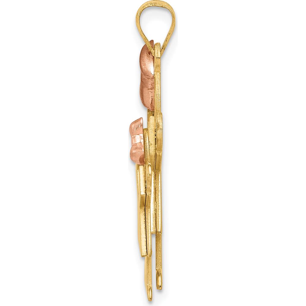 14K Two-Tone Kids Big Girl and Little Girl Engravable Love Charm - 35mm Length, 25mm Width by Oro Pregiato