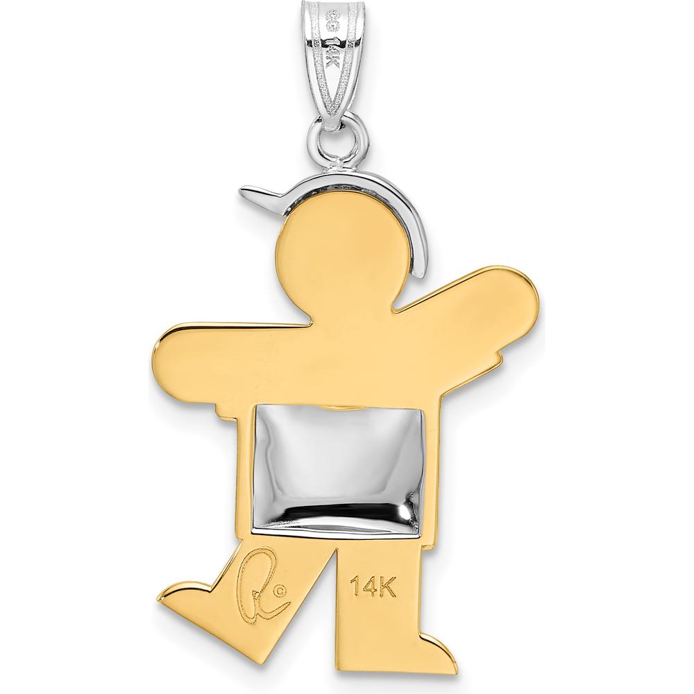 14K Two-Tone Kids Medium Puffed Boy with Hat Engravable Kiss Charm by Oro Pregiato