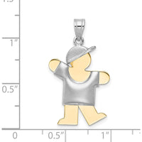 14K Two-Tone Kids Medium Puffed Boy with Hat Engravable Kiss Charm by Oro Pregiato