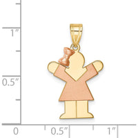 14K Two-Tone Kids Small Girl with Bow Engravable Love Charm - 25mm Length by Oro Pregiato