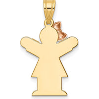 14K Two-Tone Kids Small Girl with Bow Engravable Love Charm - 25mm Length by Oro Pregiato