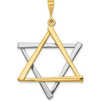 14K Two-Tone Large Cut-out Star of David Pendant - Symbolic Design in Yellow and White Gold by Oro Pregiato