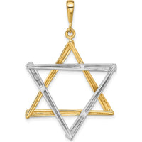 14K Two-Tone Large Cut-out Star of David Pendant - Symbolic Design in Yellow and White Gold by Oro Pregiato