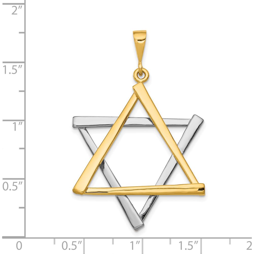 14K Two-Tone Large Cut-out Star of David Pendant - Symbolic Design in Yellow and White Gold by Oro Pregiato