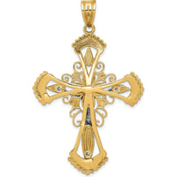 14K Two-Tone Large Diamond-cut Crucifix Pendant - 56mm Length by Oro Pregiato