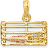 14K Two-Tone Large Moveable 3D Pink Lobster in Trap Charm - 16mm Length by Oro Pregiato