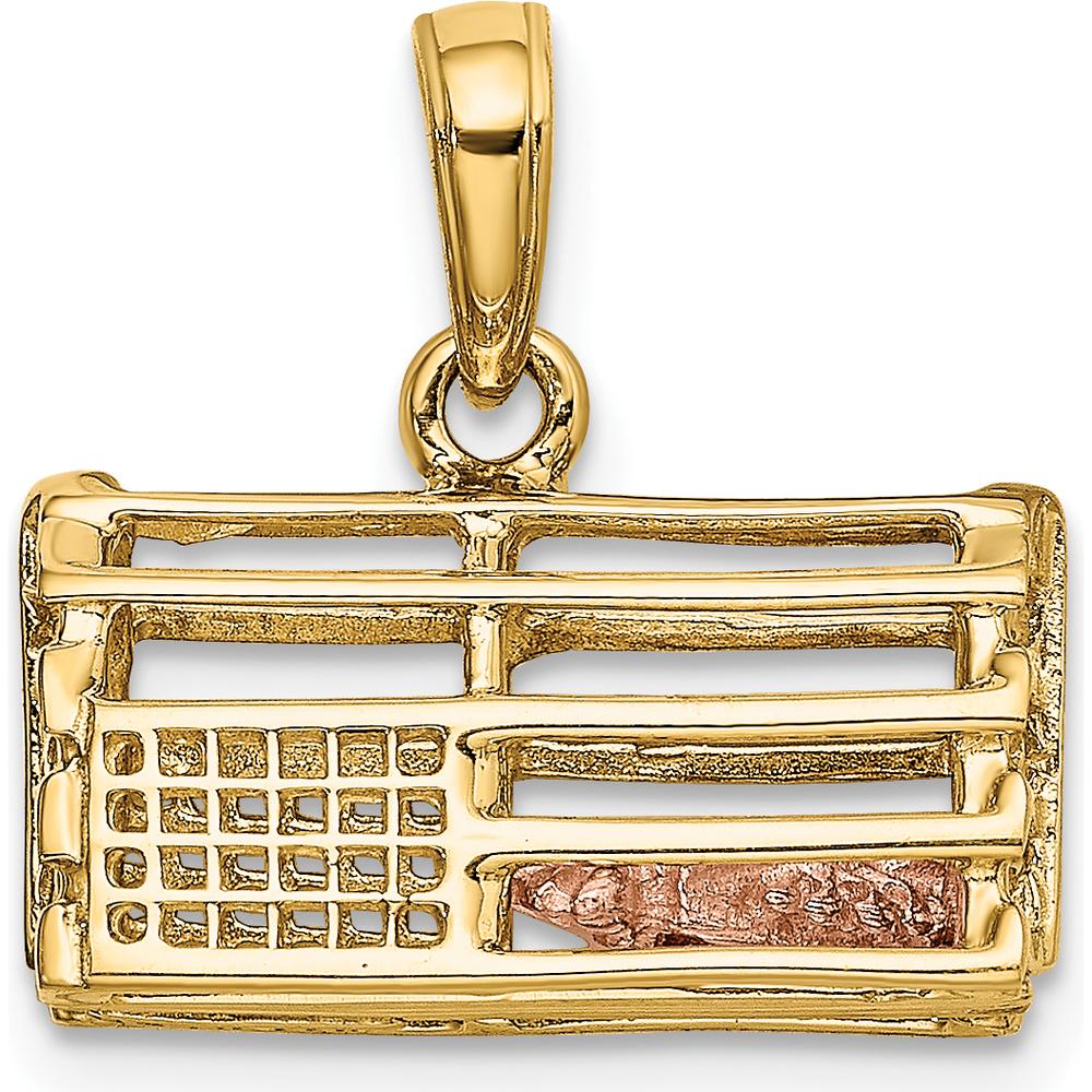 14K Two-Tone Large Moveable 3D Pink Lobster in Trap Charm - 16mm Length by Oro Pregiato