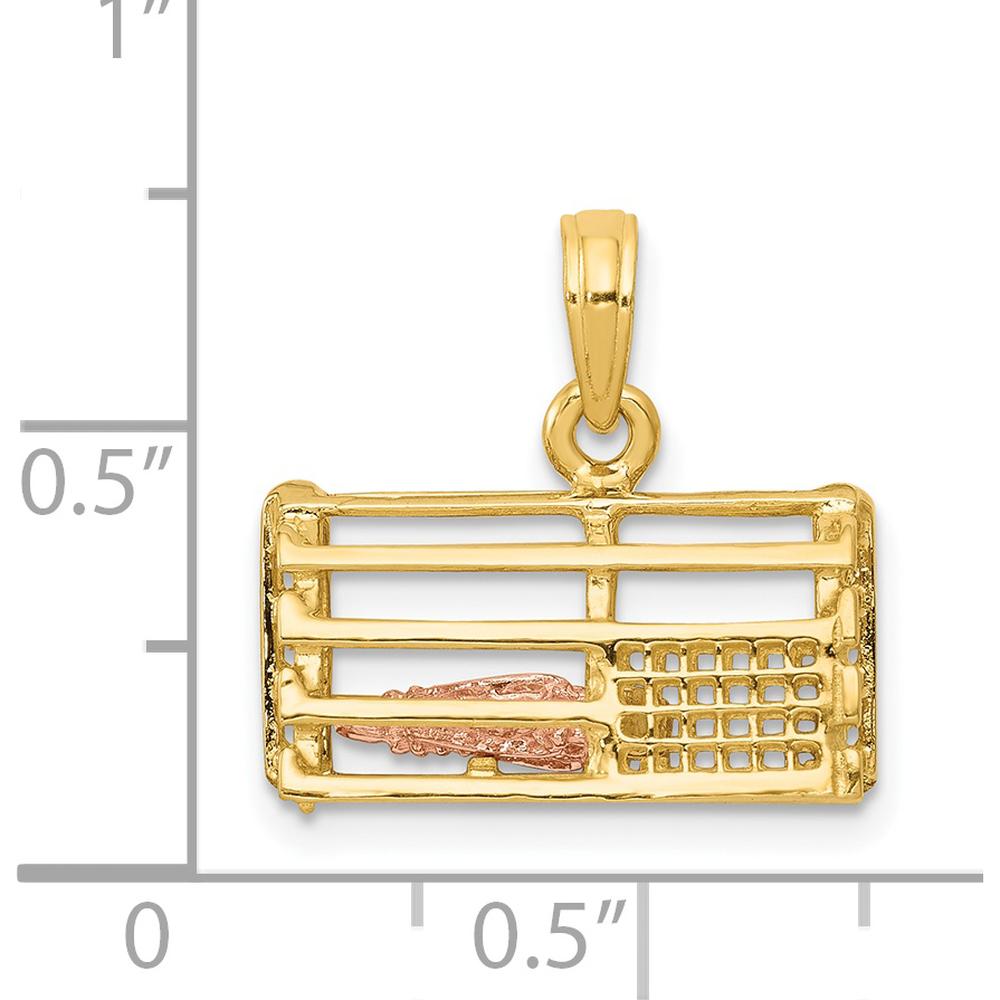 14K Two-Tone Large Moveable 3D Pink Lobster in Trap Charm - 16mm Length by Oro Pregiato