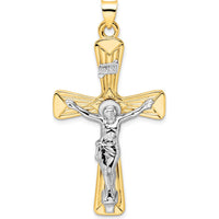 14K Two-Tone Large Polished Solid INRI Crucifix Pendant - 52.4mm Length by Oro Pregiato
