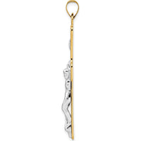 14K Two-Tone Large Polished Solid INRI Crucifix Pendant - 52.4mm Length by Oro Pregiato