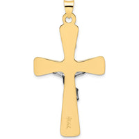 14K Two-Tone Large Polished Solid INRI Crucifix Pendant - 52.4mm Length by Oro Pregiato