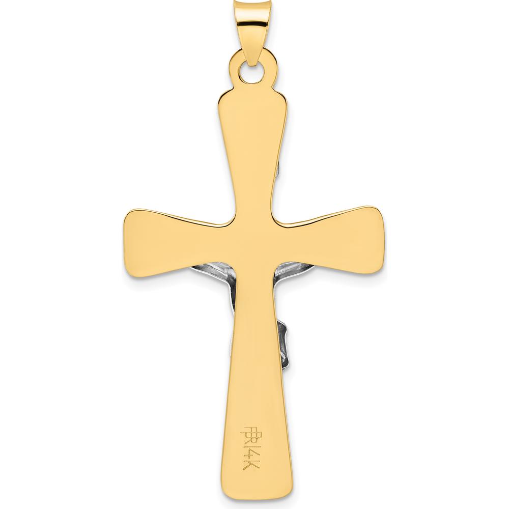 14K Two-Tone Large Polished Solid INRI Crucifix Pendant - 52.4mm Length by Oro Pregiato