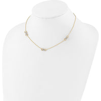 14K Two-Tone Linked and Beaded Circles 3-Station 16" Necklace with 2" Extender by 0