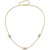 14K Two-Tone Linked and Beaded Circles 3-Station 16" Necklace with 2" Extender by 0